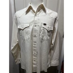 Wrangler Upscaled Button Up‎ Shirt With Pearl Snap Large Deer Stag Patch On Back